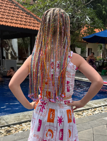Long braid inspiration by the pool