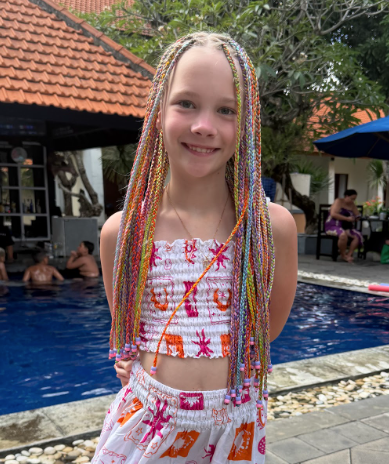 Long braid look by the pool